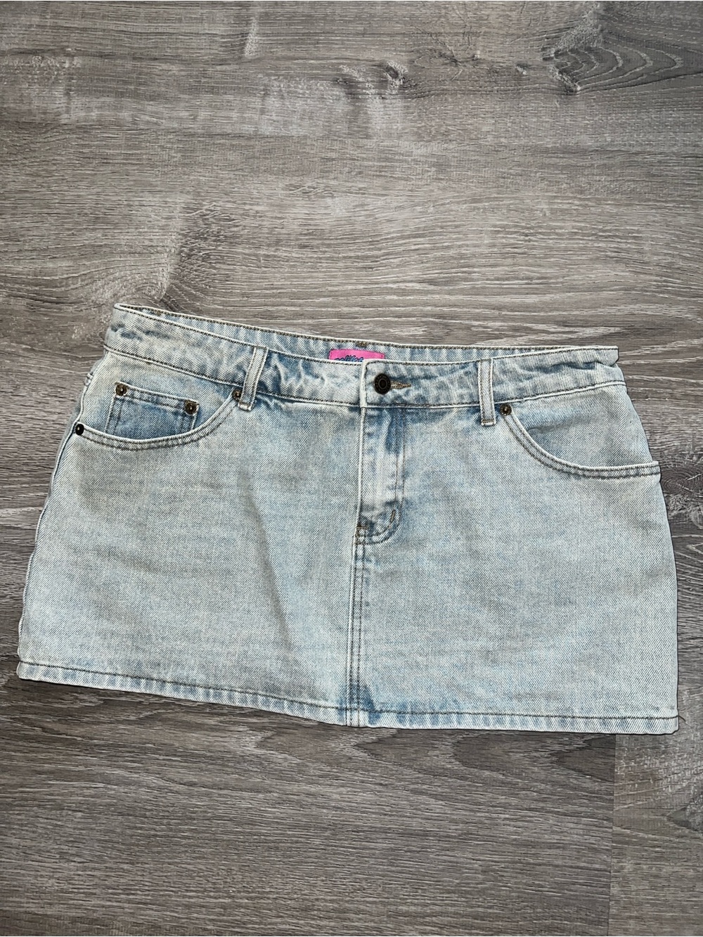 Edikted Light Wash Denim Mini Skirt